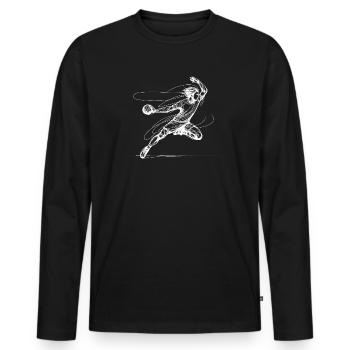 Handballer - single-line-drawing - weiß - Männer Premium Bio Langarmshirt - Schwarz - Vorne - Nico (187cm)