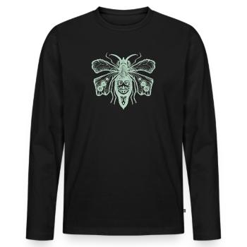 Nœud papillon vert - T-shirt manches longues Premium bio Homme - noir - Devant - Nico (187cm)