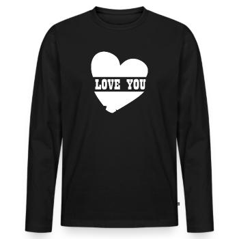 LOVE YOU - Männer Premium Bio Langarmshirt - Schwarz - Vorne - Nico (187cm)