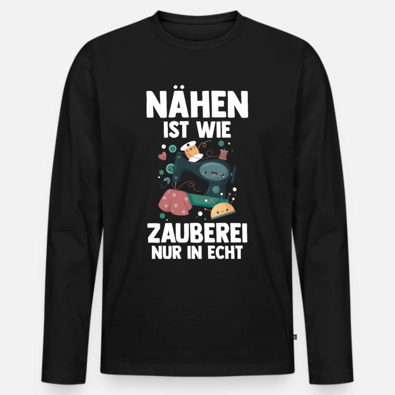 Näher Schneiderin - Männer Premium Bio Langarmshirt - Schwarz