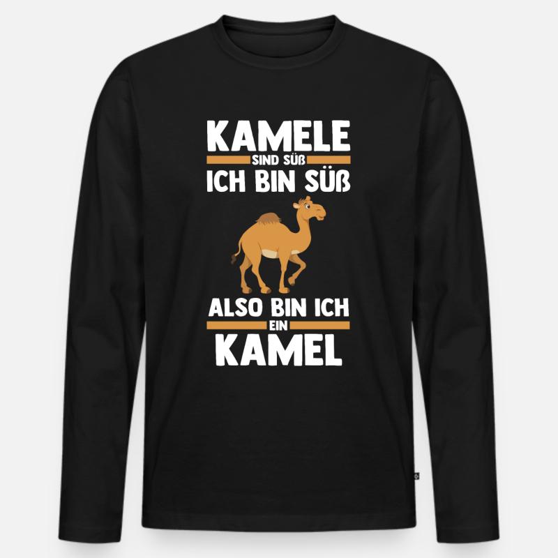 Kamel - Männer Premium Bio Langarmshirt - Schwarz