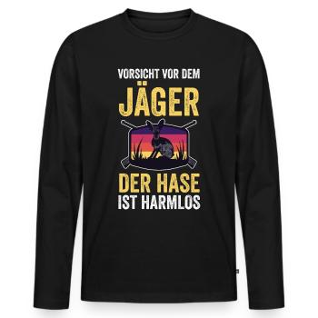 Hasenjäger Hasenjagd Kaninchenjagd Jäger - Männer Premium Bio Langarmshirt - Schwarz - Vorne - Nico (187cm)