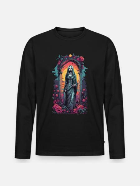 Occult Gothic Aesthetic Retro Wave Streetwear - Men's Premium Organic Long Sleeve Shirt - black