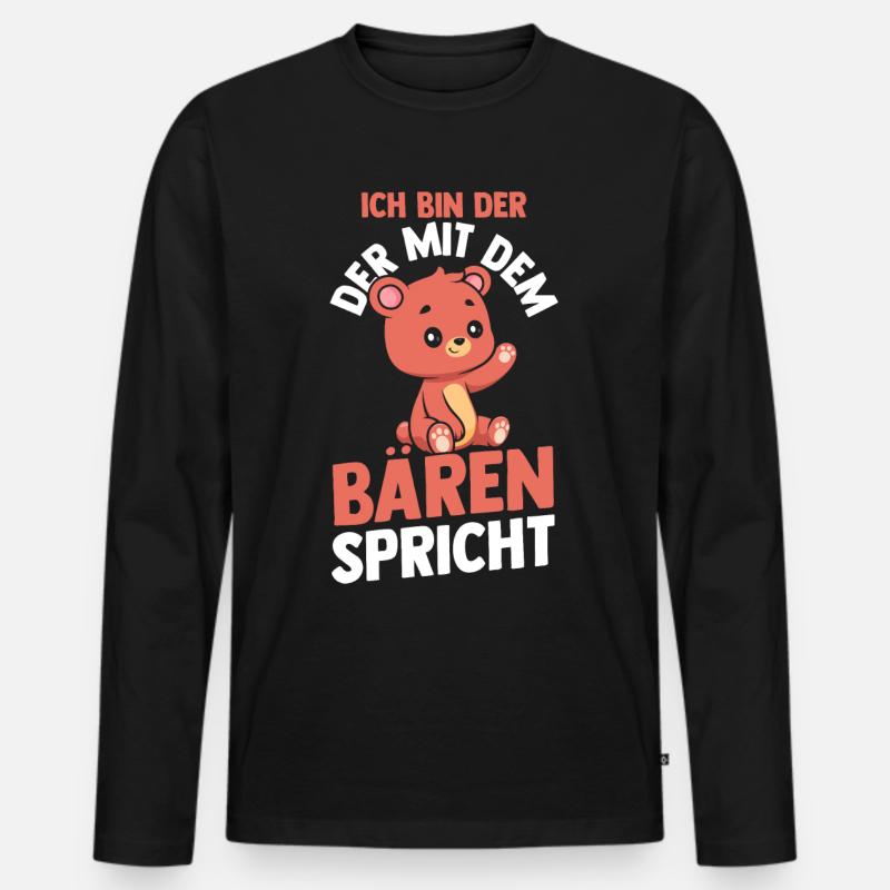 Braunbär Bär - Männer Premium Bio Langarmshirt - Schwarz