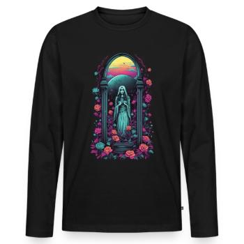 Retro Goth Vaporwave Viktorianisch Streetwear - Männer Premium Bio Langarmshirt - Schwarz - Vorne - Nico (187cm)