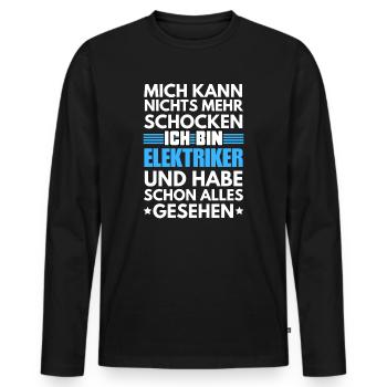 Électricien non choquable - T-shirt manches longues Premium bio Homme - noir - Devant - Nico (187cm)