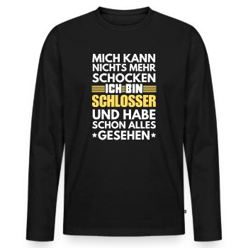 Serrure antichoc - T-shirt manches longues Premium bio Homme - noir - Devant - Nico (187cm)