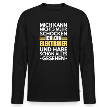 Électricien non choquable - T-shirt manches longues Premium bio Homme - noir - Devant - Nico (187cm)