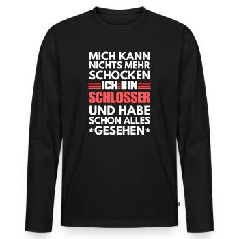 Serrure antichoc - T-shirt manches longues Premium bio Homme - noir - Devant - Nico (187cm)