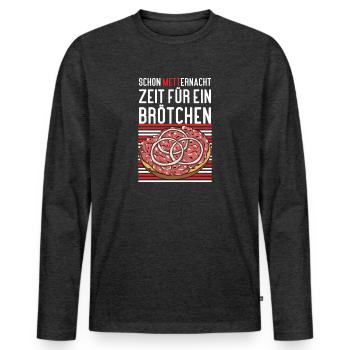 Mannes Mett Mettbrötchen Witzig Fleisch Essen - Männer Premium Bio Langarmshirt - Anthrazit meliert - Vorne - Nico (187cm)