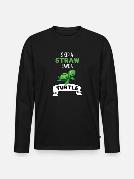 Ocean Animal Funny Gift Turtle - Men's Premium Organic Long Sleeve Shirt - black