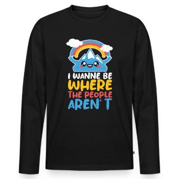 Endroit préféré sans les gens Montagnes Rainbow tranquillité - T-shirt manches longues Premium bio Homme - noir - Devant - Nico (187cm)
