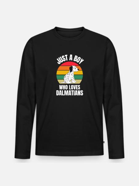 Retro Dalmatiner Jungen - Männer Premium Bio Langarmshirt - Schwarz