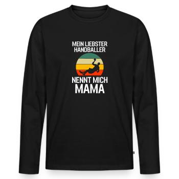 Retro Handballer Mama Muttertag Geschenk Handball - Männer Premium Bio Langarmshirt - Schwarz - Vorne - Nico (187cm)