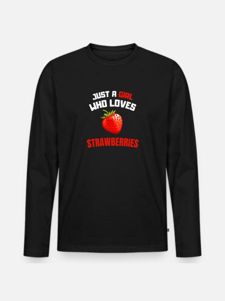 Erdbeer Liebhaber Mädchen Geschenk Erdbeere - Männer Premium Bio Langarmshirt - Schwarz