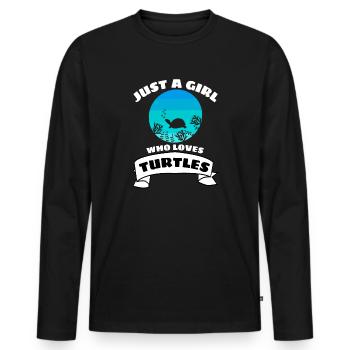 Animal Lovers Ocean Animal Girl Retro Turtle - Men's Premium Organic Long Sleeve Shirt - black - Front - Nico (187cm)