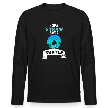 Zoo Animal Lovers Ocean Animal Retro Turtle - Men's Premium Organic Long Sleeve Shirt - black - Front - Nico (187cm)