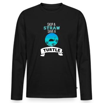 Animal Lovers Ocean Animal Retro Turtle - Men's Premium Organic Long Sleeve Shirt - black - Front - Nico (187cm)