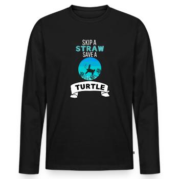 Animal Lovers Ocean Animal Retro Turtle - Men's Premium Organic Long Sleeve Shirt - black - Front - Nico (187cm)