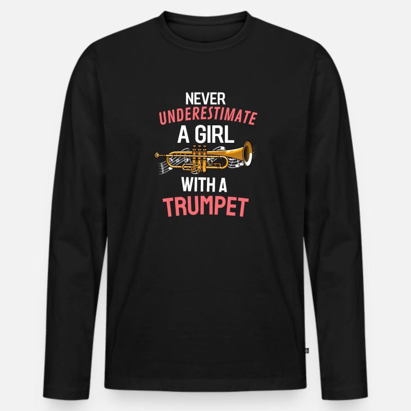 Blasmusik Trompeter Mädchen Geschenk Trompete - Männer Premium Bio Langarmshirt - Schwarz