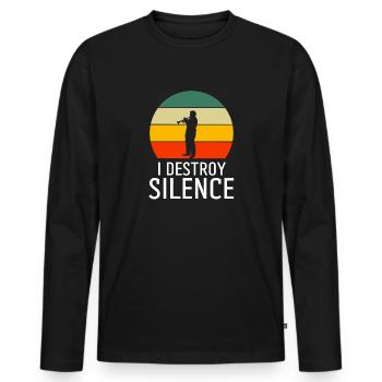 Saxophone Music Funny Gift Retro Saxophonist - Men's Premium Organic Long Sleeve Shirt - black - Front - Nico (187cm)