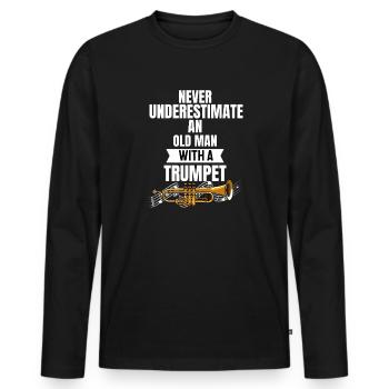 Trumpeter Retiree Retirement Gift Trumpet - Men's Premium Organic Long Sleeve Shirt - black - Front - Nico (187cm)