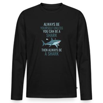 Ocean Animal Funny Gift Sea Animal Shark - Men's Premium Organic Long Sleeve Shirt - black - Front - Nico (187cm)