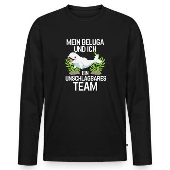 Beluga Wal Meerestier Lustiges Geschenk Beluga - Männer Premium Bio Langarmshirt - Schwarz - Vorne - Nico (187cm)