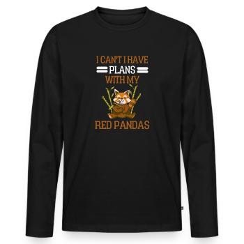 Cadeau animal chinois drôle de panda roux - T-shirt manches longues Premium bio Homme - noir - Devant - Nico (187cm)
