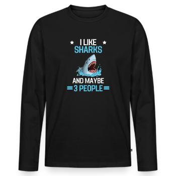 Ocean Animal Predator Sea Animal Gift Shark - Men's Premium Organic Long Sleeve Shirt - black - Front - Nico (187cm)