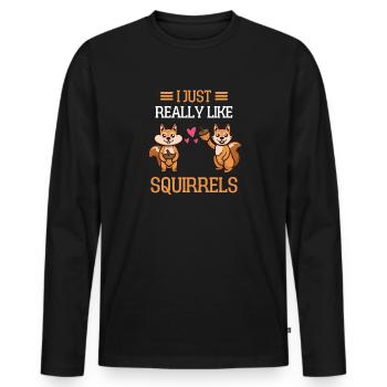 Animal Lovers Forest Animal Gift Squirrel - Men's Premium Organic Long Sleeve Shirt - black - Front - Nico (187cm)