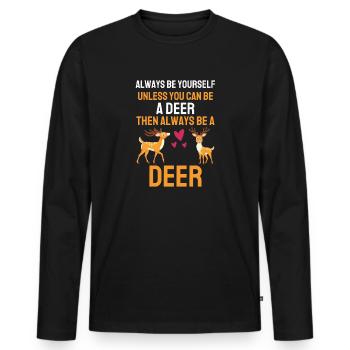 Waldbewohner Rotwild Geschenk Lustiges Hirsch - Männer Premium Bio Langarmshirt - Schwarz - Vorne - Nico (187cm)
