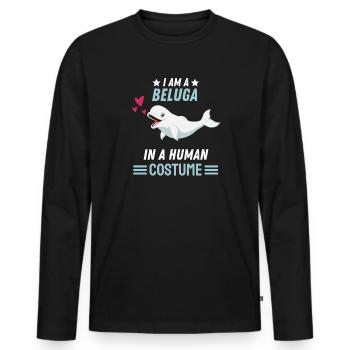 Beluga Kostüm Party Meerestier Geschenk Beluga Wal - Männer Premium Bio Langarmshirt - Schwarz - Vorne - Nico (187cm)