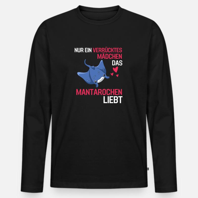 Rochen Mädchen Meerestier Geschenk Mantarochen - Männer Premium Bio Langarmshirt - Schwarz