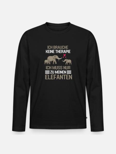 Zoo Tier Therapie Geschenk Lustiges Elefant - Männer Premium Bio Langarmshirt - Schwarz