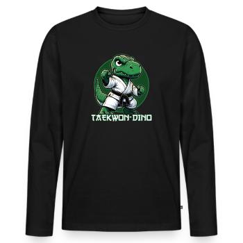 Drôle T-Rex Taekwondo Dino Arts Martiaux - T-shirt manches longues Premium bio Homme - noir - Devant - Nico (187cm)