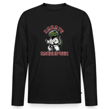 Drôle T-Rex Karaté Dino Arts Martiaux - T-shirt manches longues Premium bio Homme - noir - Devant - Nico (187cm)