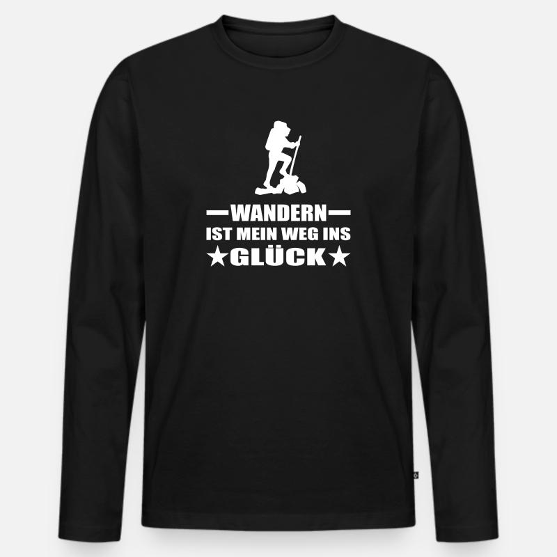 Wandern - Männer Premium Bio Langarmshirt - Schwarz