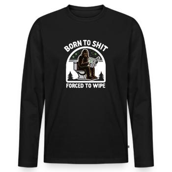 Né pour chier forcé d’essuyer Sasquatch Caca Boys Gi - T-shirt manches longues Premium bio Homme - noir - Devant - Nico (187cm)