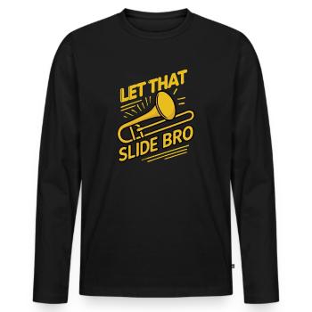 Que Slide Bro Drôle Trombone Dire Musicien - T-shirt manches longues Premium bio Homme - noir - Devant - Nico (187cm)