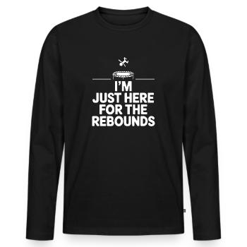Ich bin nur wegen der Rebounds hier - Trampolin-Witz - Männer Premium Bio Langarmshirt - Schwarz - Vorne - Nico (187cm)