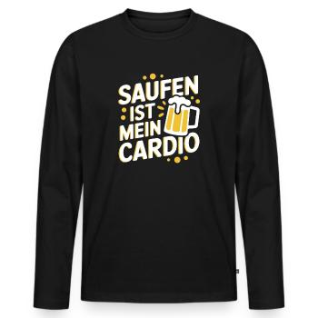 Drinking is my cardio - Men's Premium Organic Long Sleeve Shirt - black - Front - Nico (187cm)