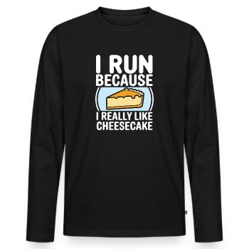 Je cours parce que j’aime beaucoup Cheesecake Joggin - T-shirt manches longues Premium bio Homme - noir - Devant - Nico (187cm)