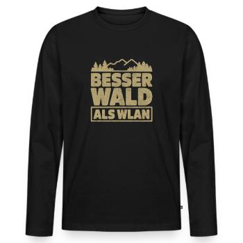 Besser Wald als WLan Natur Camping Wandern Witz - Men's Premium Organic Long Sleeve Shirt - black - Front - Nico (187cm)