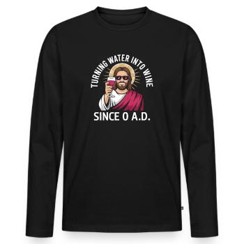 l’eau en vin depuis l’an 0 après J.-C. - T-shirt manches longues Premium bio Homme - noir - Devant - Nico (187cm)