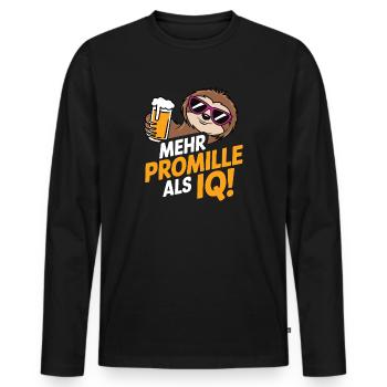 More per mille than IQ Saufen Bier Alkohol Party Fau - Men's Premium Organic Long Sleeve Shirt - black - Front - Nico (187cm)