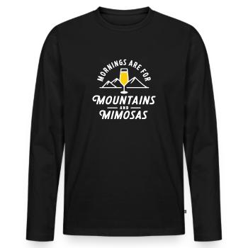Les matins sont pour la montagne et les mimosas Randonnée - T-shirt manches longues Premium bio Homme - noir - Devant - Nico (187cm)