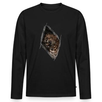 Leopard - Männer Premium Bio Langarmshirt - Schwarz - Vorne - Nico (187cm)