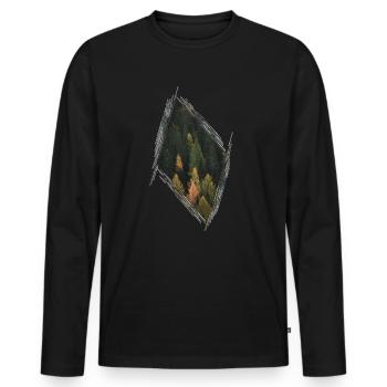 Forêt - T-shirt manches longues Premium bio Homme - noir - Devant - Nico (187cm)