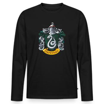 Harry Potter Emblem Slytherin Malerei - Männer Premium Bio Langarmshirt - Schwarz - Vorne - Nico (187cm)